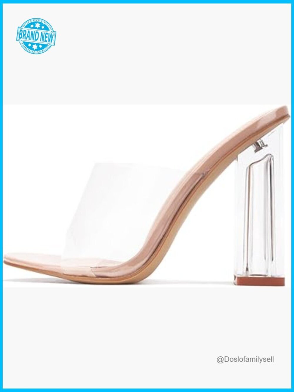 Chunky Block Heels Open Toe Slingback PVC Transparent Booties High Heel Fashion